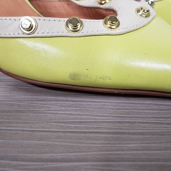 Halogen Martine Studded T-Strap Pump, Citrus Color Leather Womens Size 5 - Picture 4 of 12